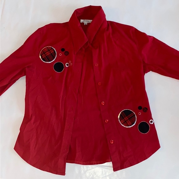 EUC Gorgeous Vivini Women Red Button-Down Shirt - Picture 1 of 5